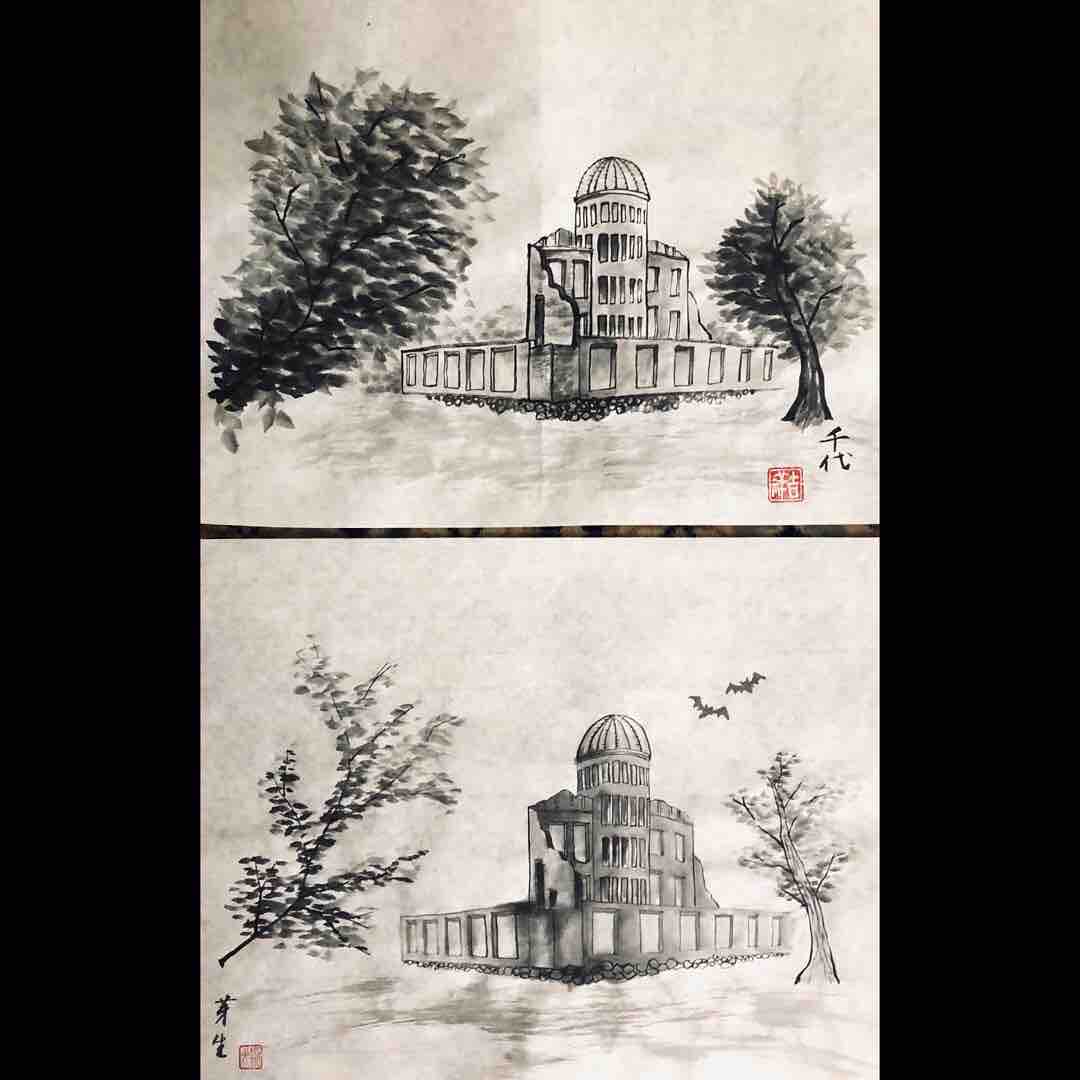 民家　日本の田舎東北地方にスケッチに行った時の絵　墨絵　水墨画　木製フレーム付き A16geC4eTyL.jpg
