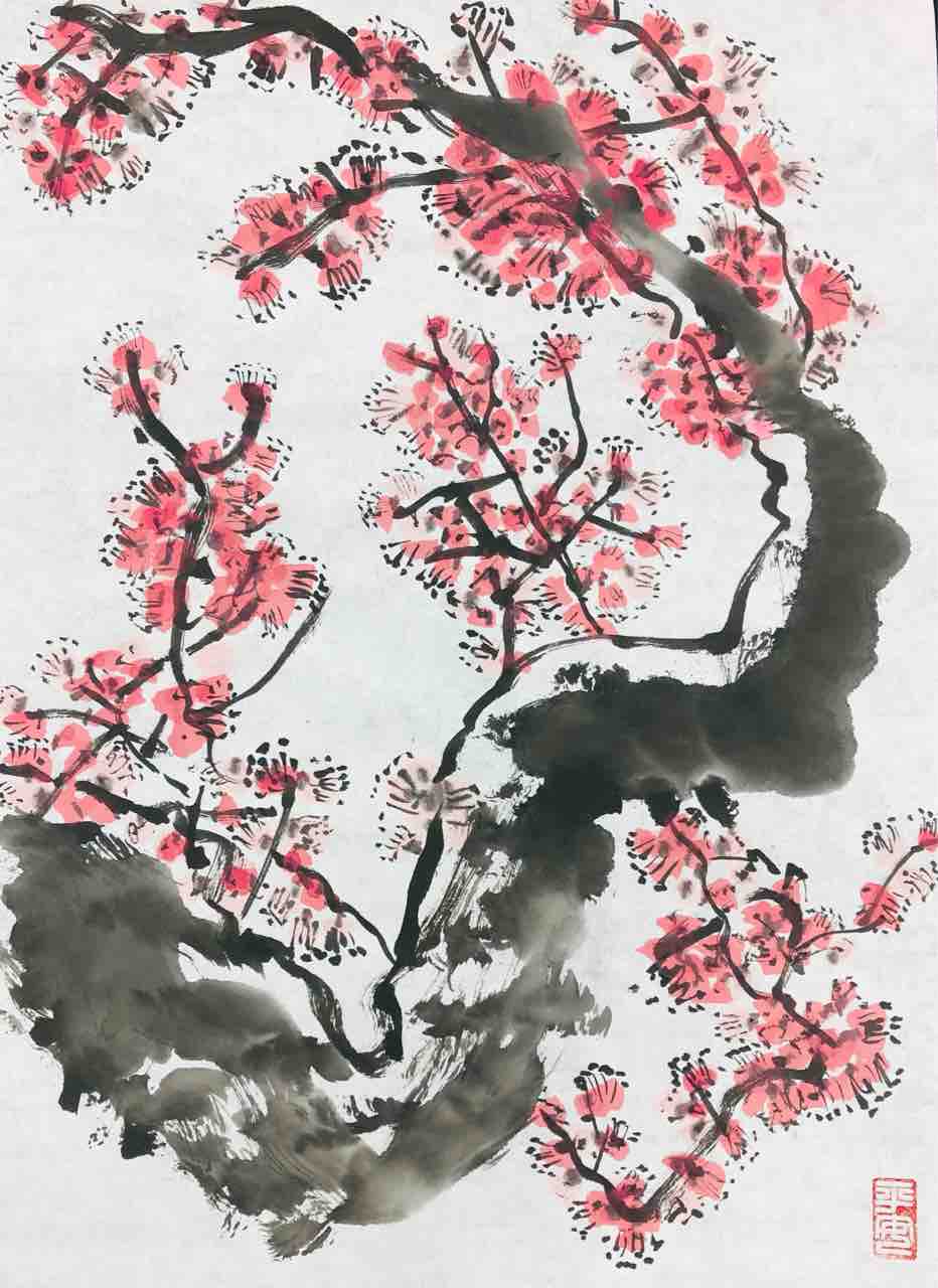 白梅 橙月水墨画教室 Sumi E Class In Tokyo