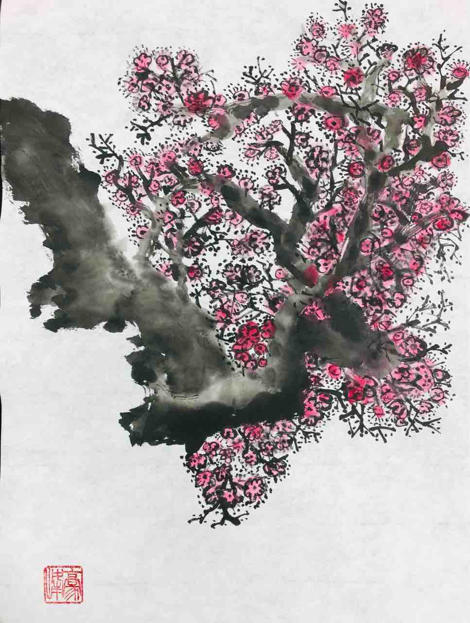 白梅 橙月水墨画教室 Sumi E Class In Tokyo