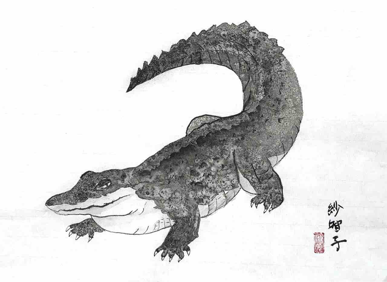 EDOYA　♥️Original.paint 水墨画原画　 カモメ図 裏打ち済み EDOYA ♥️Original.paint 水墨画原画 カモメ図 裏打ち済み