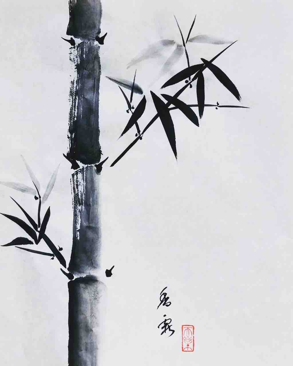 水墨絵画【梅ノ樹】 かんたん 水墨画 梅 お手本