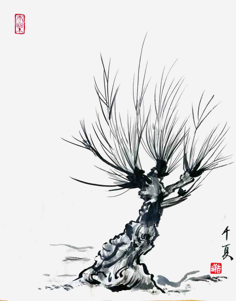 西日暮里日曜応用クラス 樹木を描く : 橙月水墨画教室 Sumi-e
