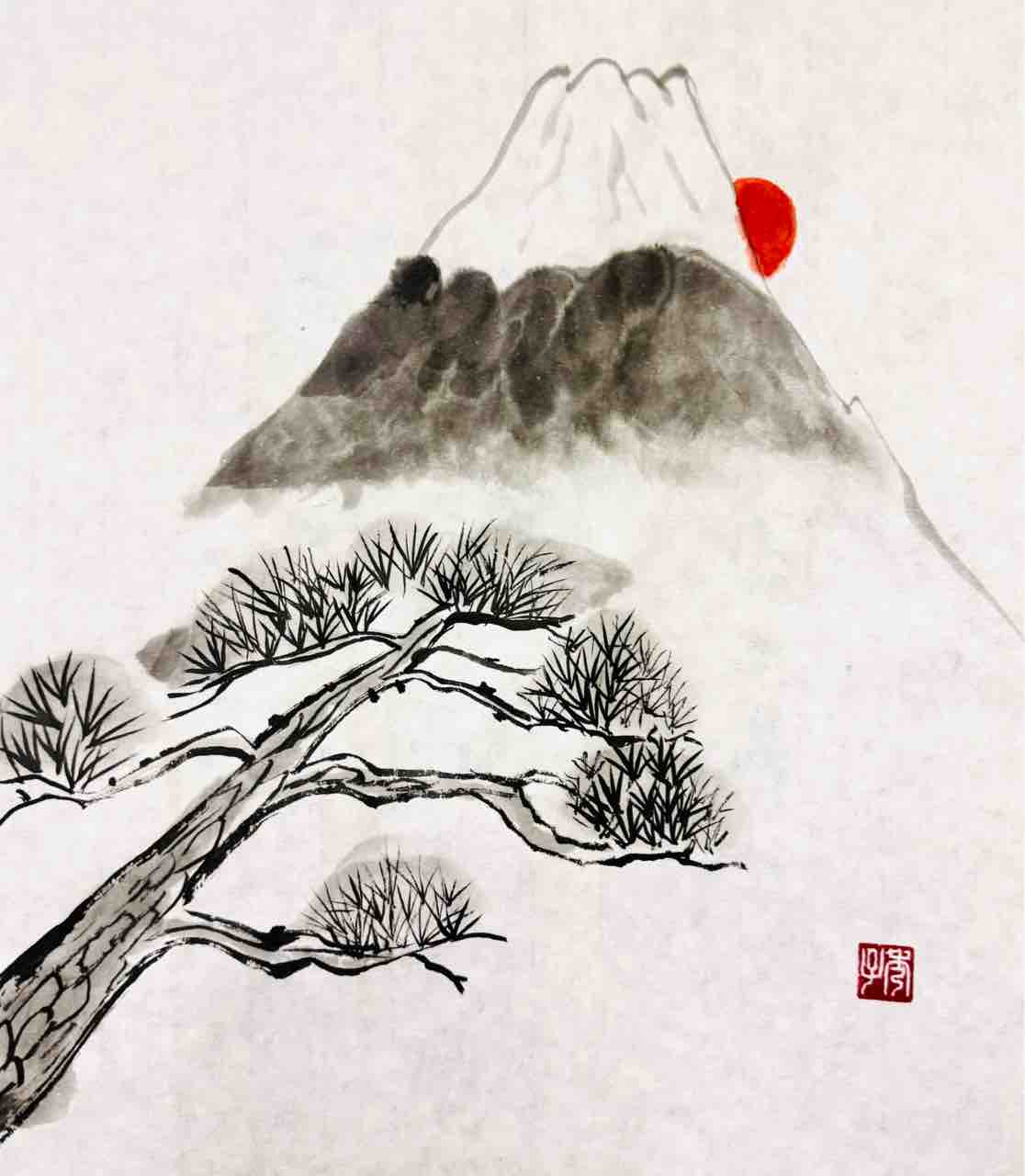 水墨画 山水風景 漁師 桜の木 水墨画 山水風景 漁師 桜の木 水墨画 山水風景 漁師 桜の木