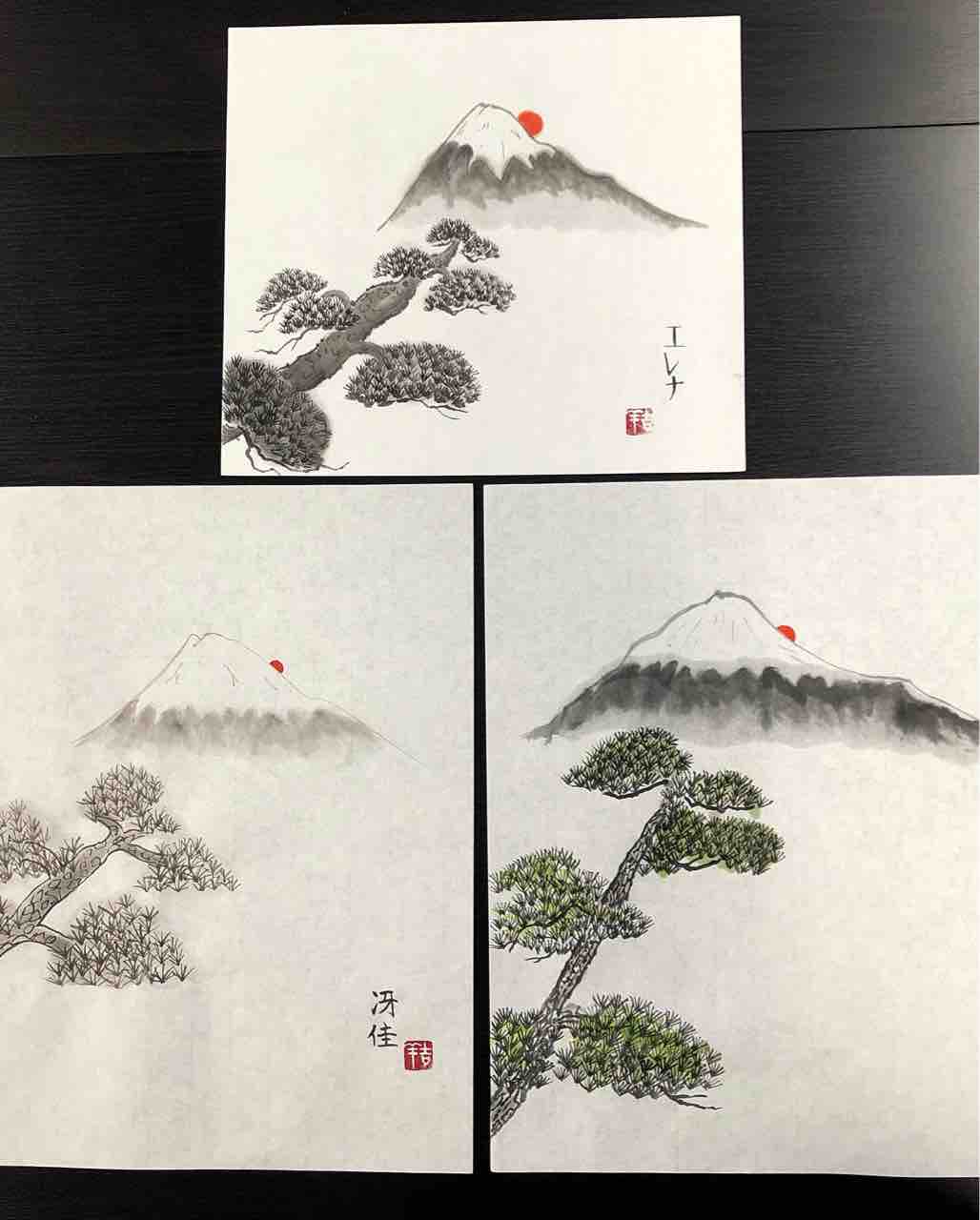 国際墨画会渋谷本部英語クラス 橙月水墨画教室 Sumi E Class In Tokyo