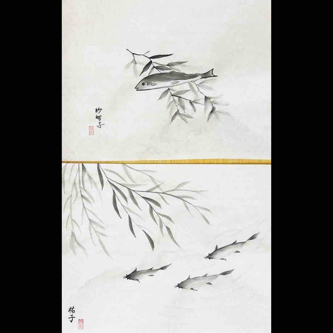 水墨画 水墨画 ＃松パート2 #色紙 #水墨画 #六間堂