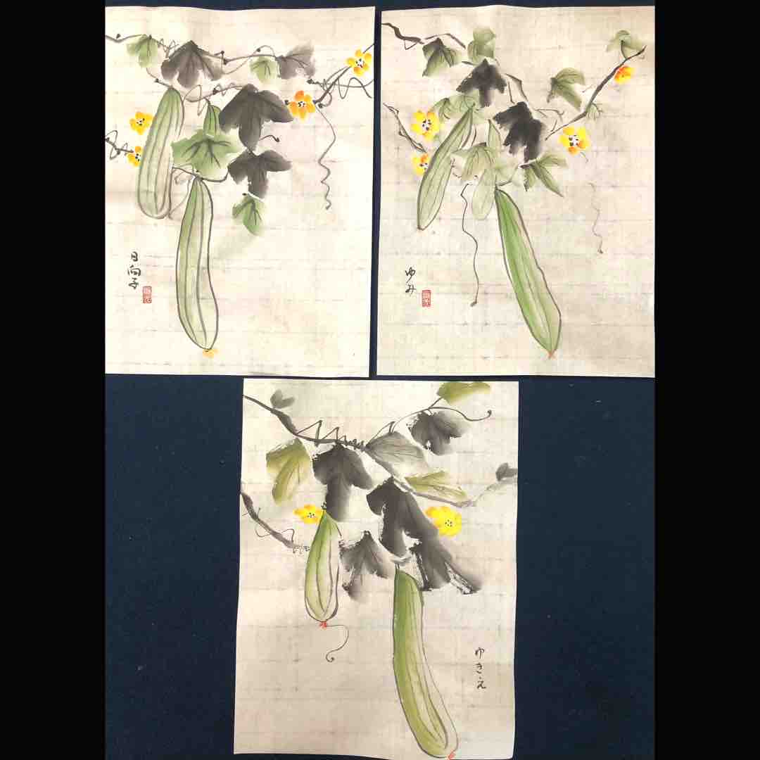 西日暮里上級クラス 糸瓜を描く : 橙月水墨画教室 Sumi-e class in Tokyo