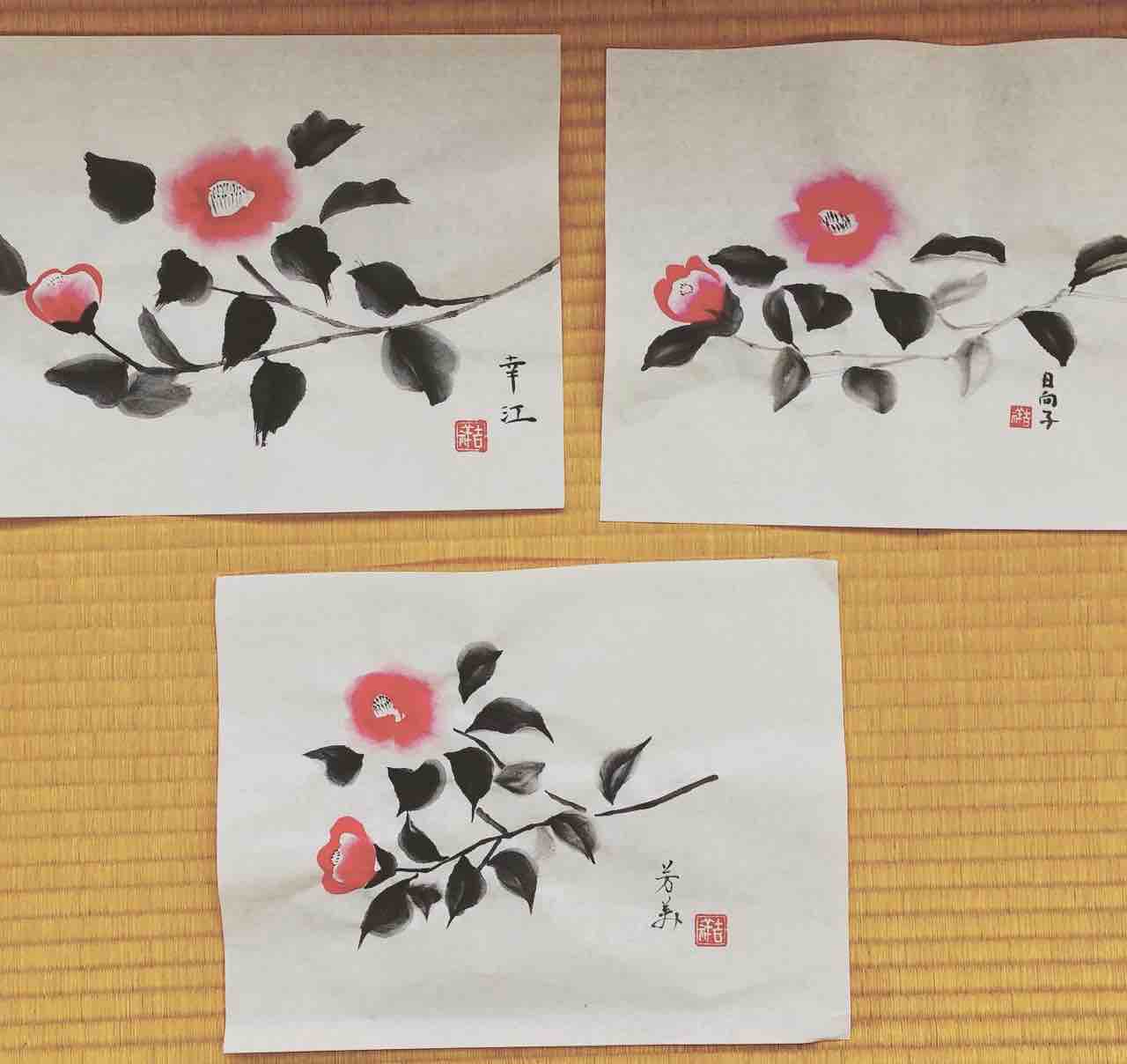 西日暮里クラス 椿を描く : 橙月水墨画教室 Sumi-e class in Tokyo 西日暮里クラス 椿を描く : 橙月水墨画教室 Sumi-e class in Tokyo