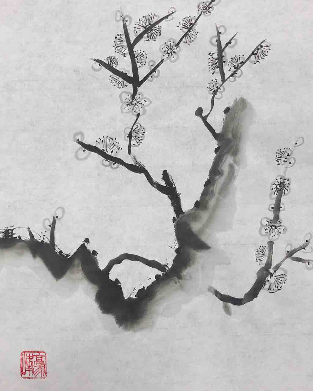 白梅 橙月水墨画教室 Sumi E Class In Tokyo