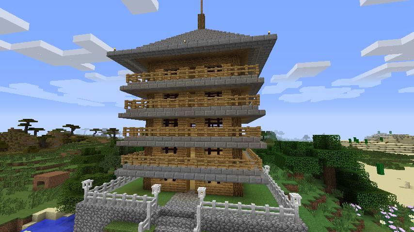 村のシンボル五重塔を建てる Minecraft ぼちぼちブログ的備忘録