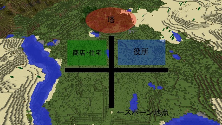 スポーン地点村の村役場建設 1 Minecraft ぼちぼちブログ的備忘録