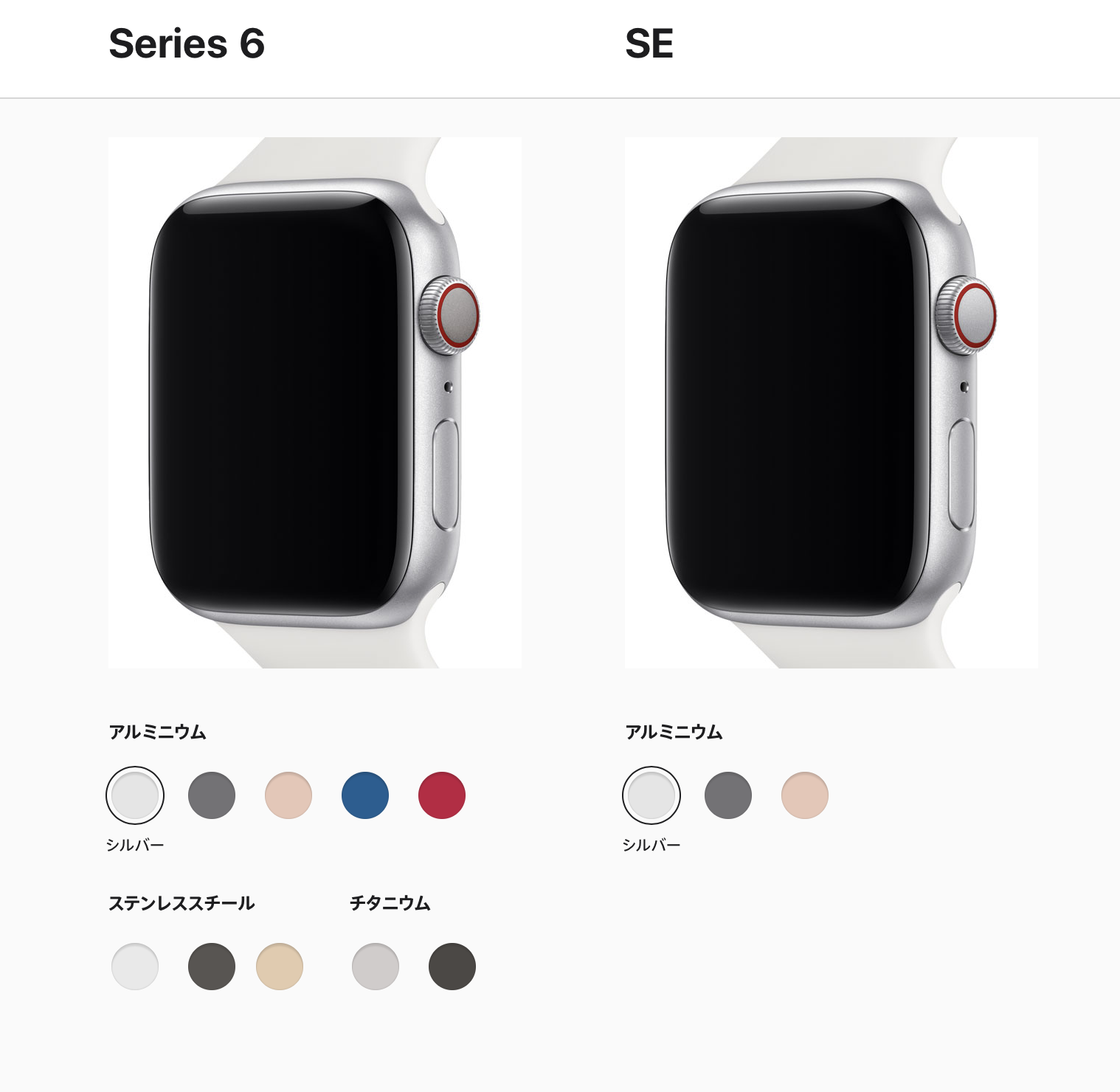 Apple Watch6とSEの違い「カラー」