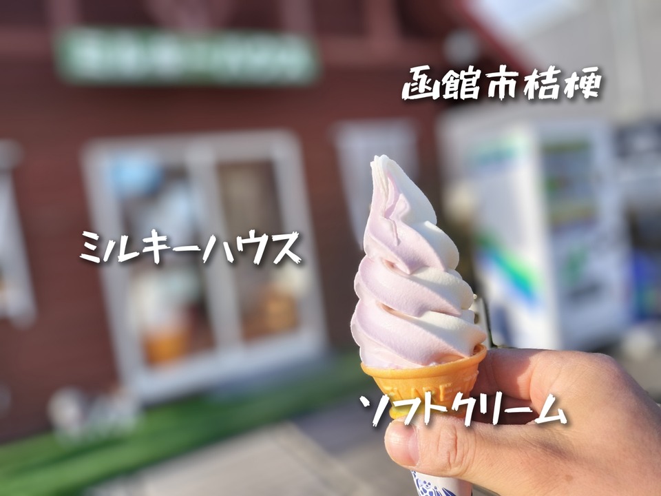 駒ヶ岳牛乳のソフトクリームはやっぱ美味いよね！函館市桔梗にある「ミルキーハウス」さんにてブルーベリーソフトクリームをキメてきました！