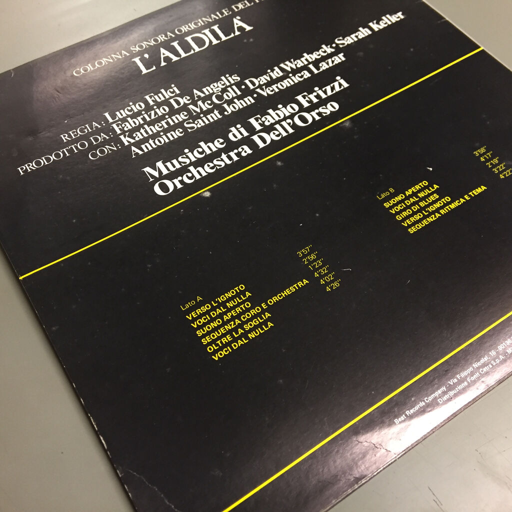 「ビヨンド」 サントラ レコード ルチオ・フルチ 新着レコード情報 ORIGINAL SOUNDTRACK / L' ALDILA (LP