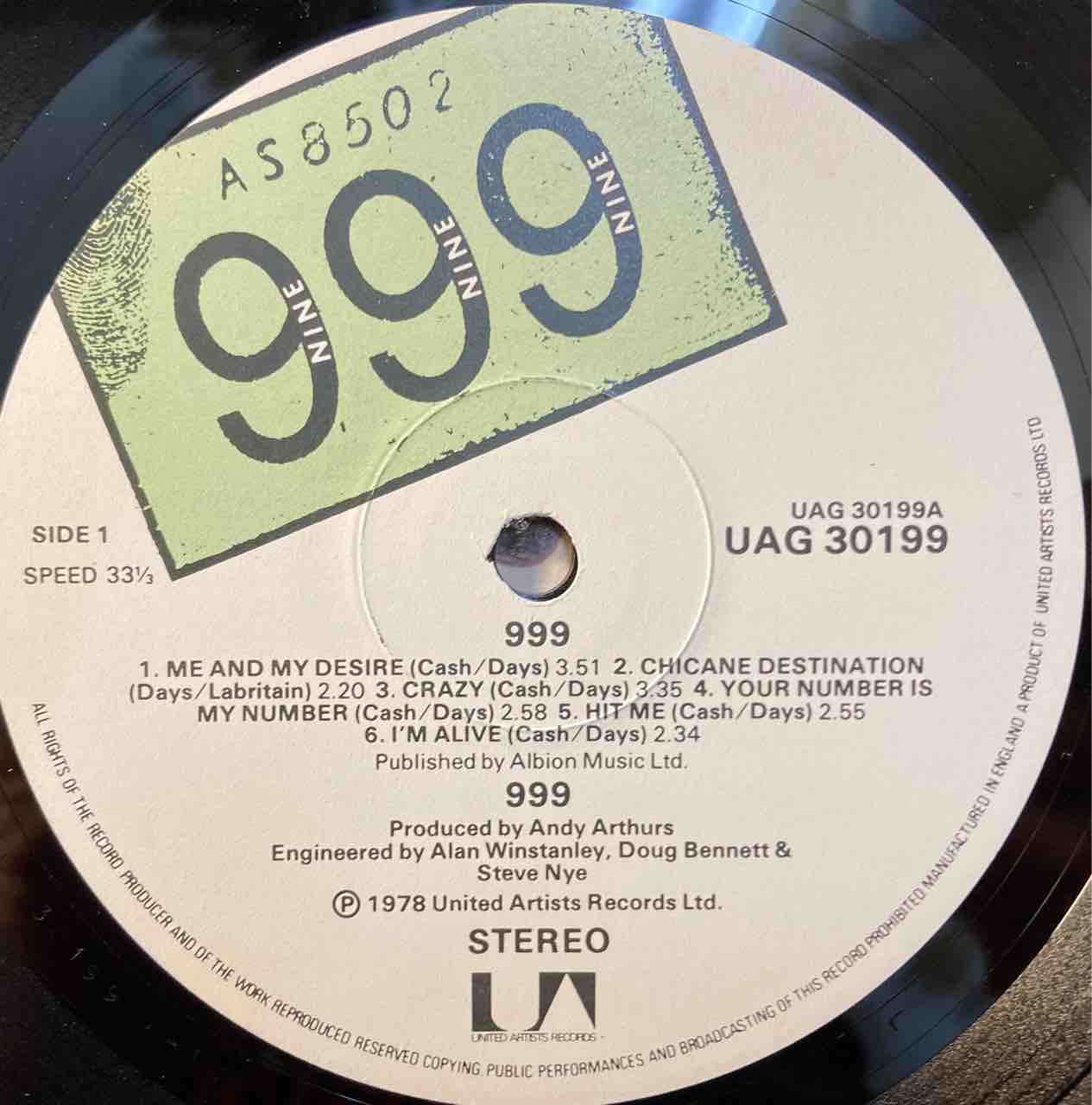 本日入荷中古アナログ】「Nine Nine Nine / 999」 : ディスク 本日入荷中古アナログ】「Nine Nine Nine / 999」 : ディスク