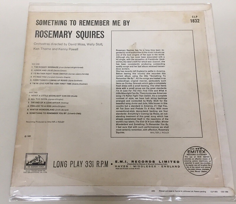 中古新入荷情報】ローズマリー・スクワイアーズ「SOMETHING TO 