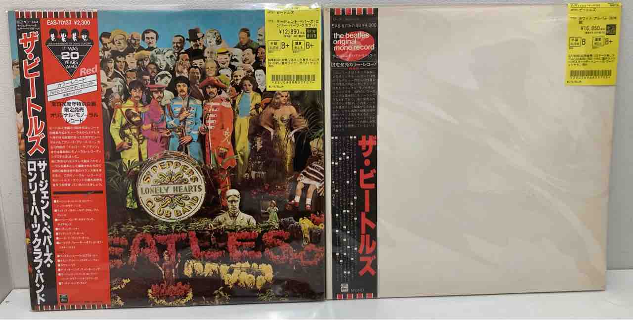 ビートルズ』/82年、86年規格の帯付赤盤中古レコードがまとまっ