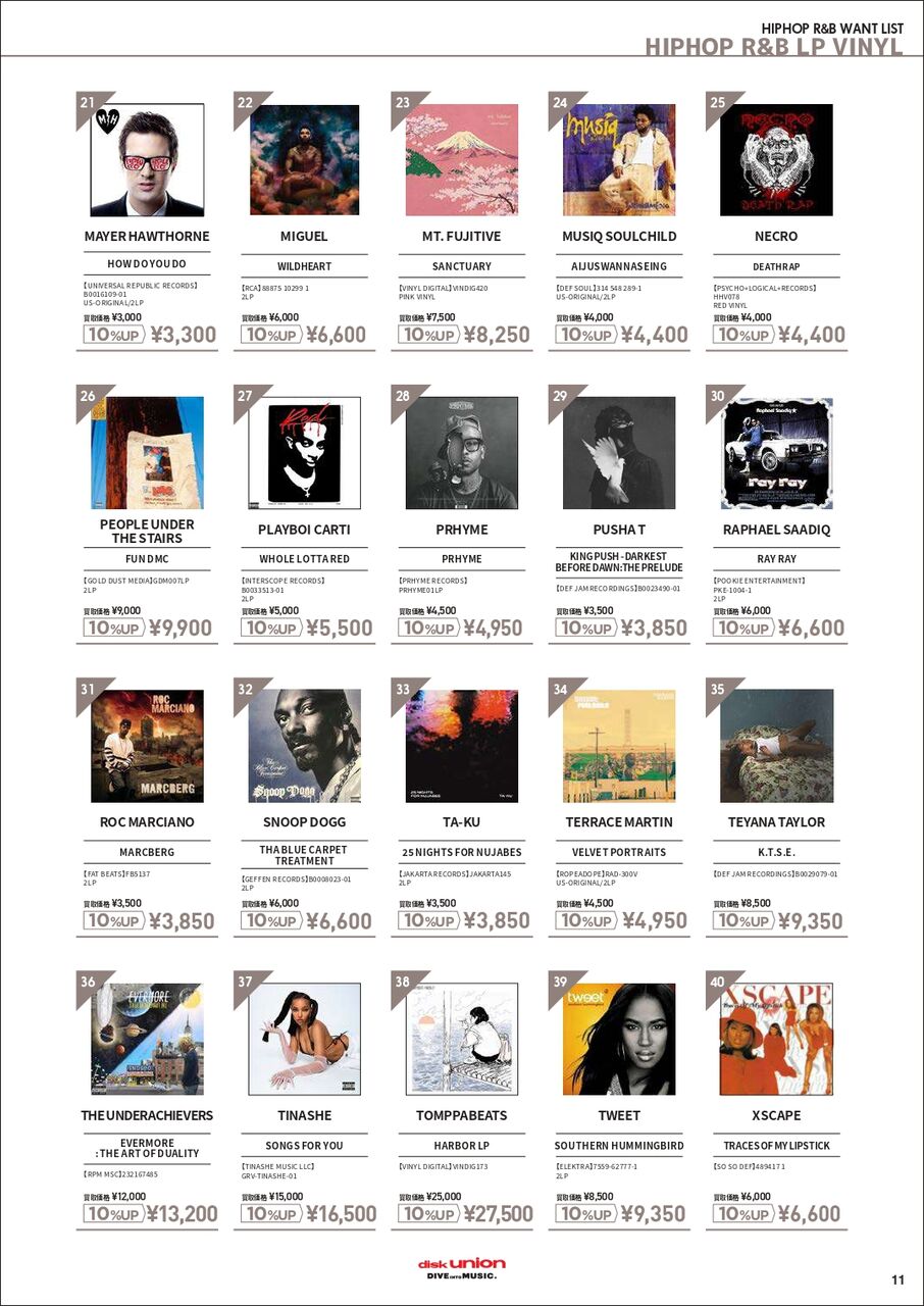 高価買取リスト】HIP HOP/R&B WANT LIST(2023.2)※2023年5月31日 高価買取リスト】HIP HOP/R&B WANT LIST(2023.2)※2023年5月31日