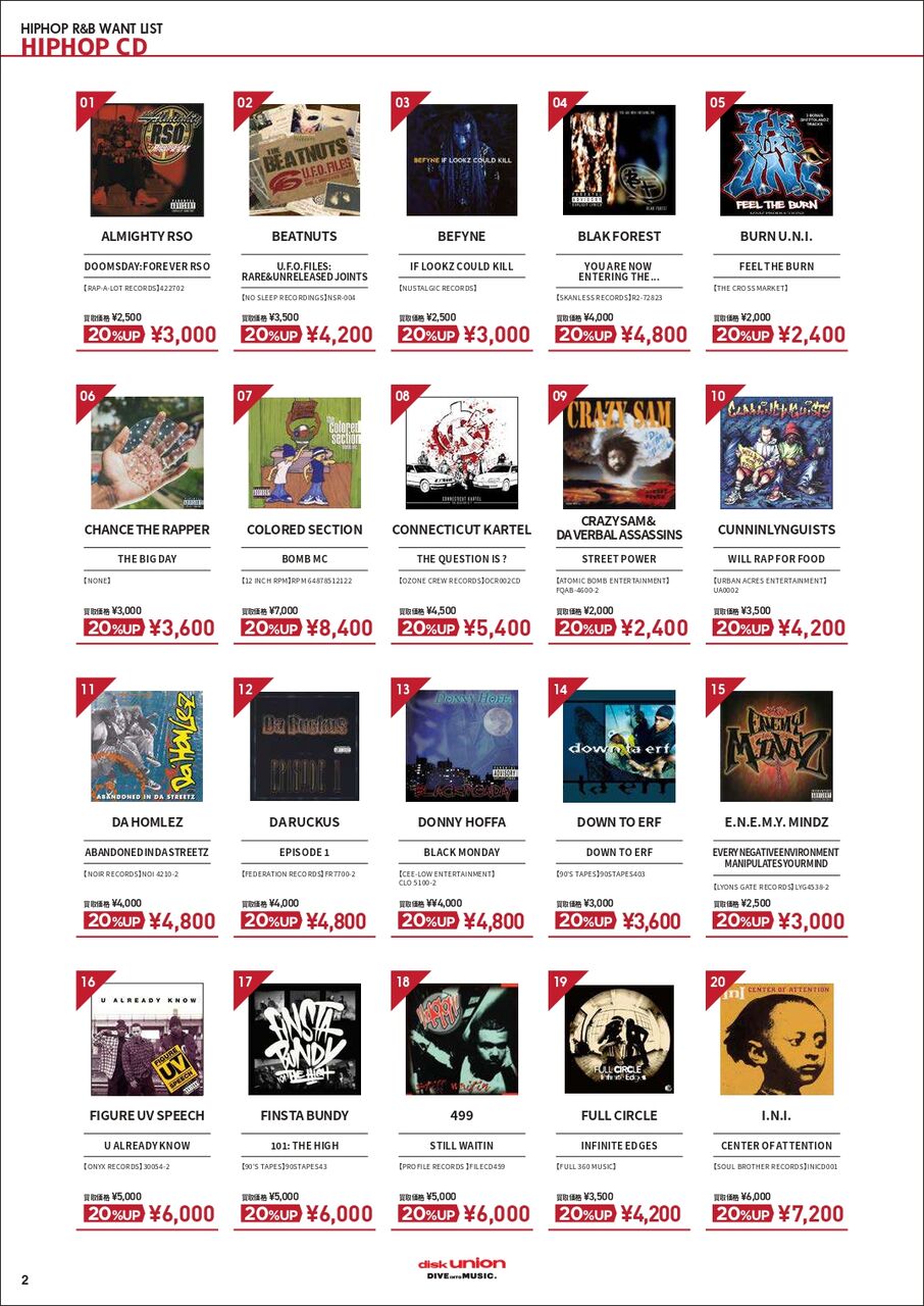 高価買取リスト】HIP HOP/R&B WANT LIST(2023.2)※2023年5月31日 高価買取リスト】HIP HOP/R&B WANT LIST(2023.2)※2023年5月31日