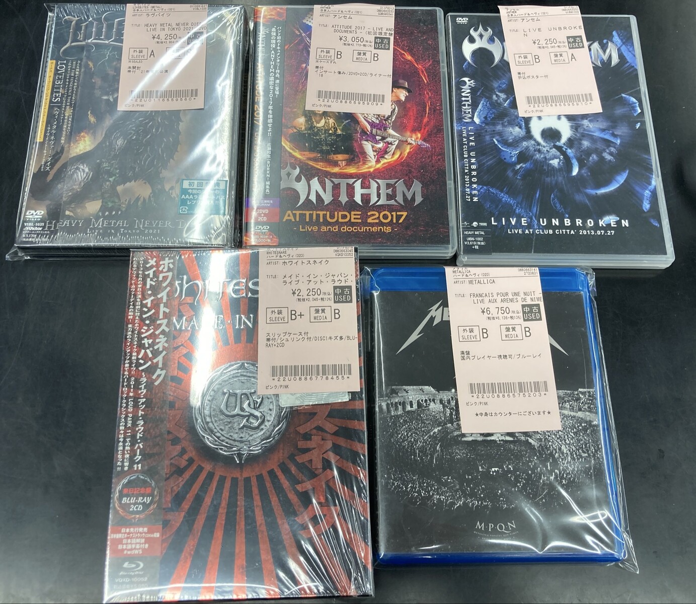 METALLICA、ANTHEM、浜田麻里、EUROPE、ALCATRAZ、RAINBOWなどの中古