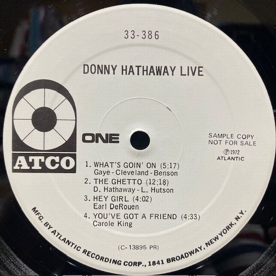 ◎6/4(火) DONNY HATHAWAY「LIVE」PROMO MONO盤 ＆ ARETHA