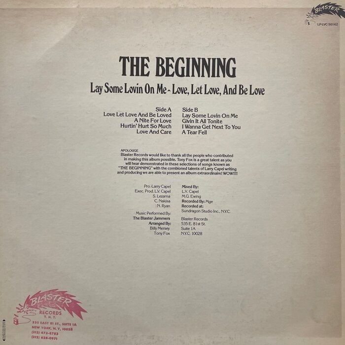 ◎11/3(月・祝) TONY FOX / THE BEGINNING ピンポイント放出