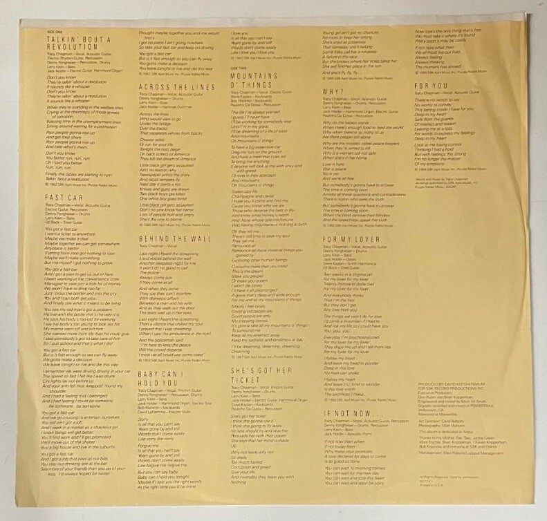 中古レコード/HIP HOP/R&B】TRACY CHAPMAN '88年の不朽の名作 US盤