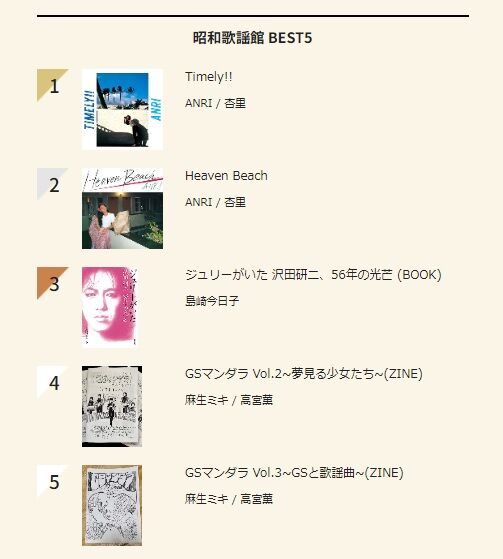 7/24(月)付 週間 昭和歌謡館(新品)BEST5 : ディスクユニオン昭和歌謡館