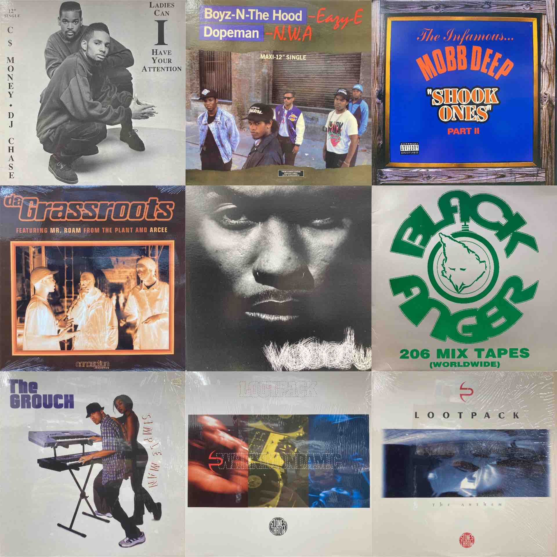 HIPHOP の90'sクラシックと90'sアンダーグラウンドの12インチ中心に100