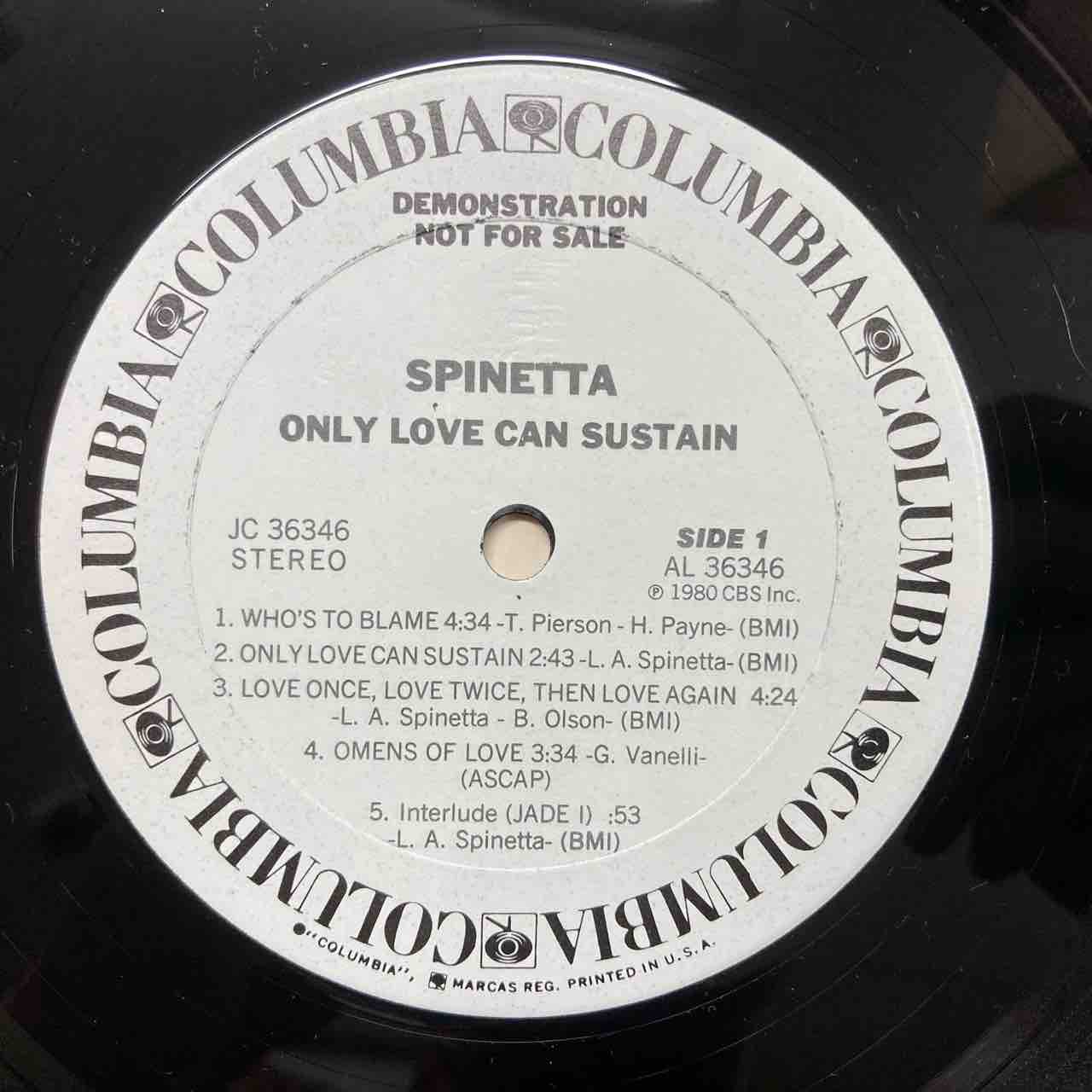 USED/WORLD】SPINETTA『ONLY LOVE CAN SUSTAIN(JC36346)』PROMO盤が