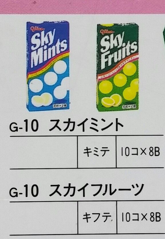 1998年頃のグリコ商品荷姿一覧表 スポロフーセンガム うらないっ