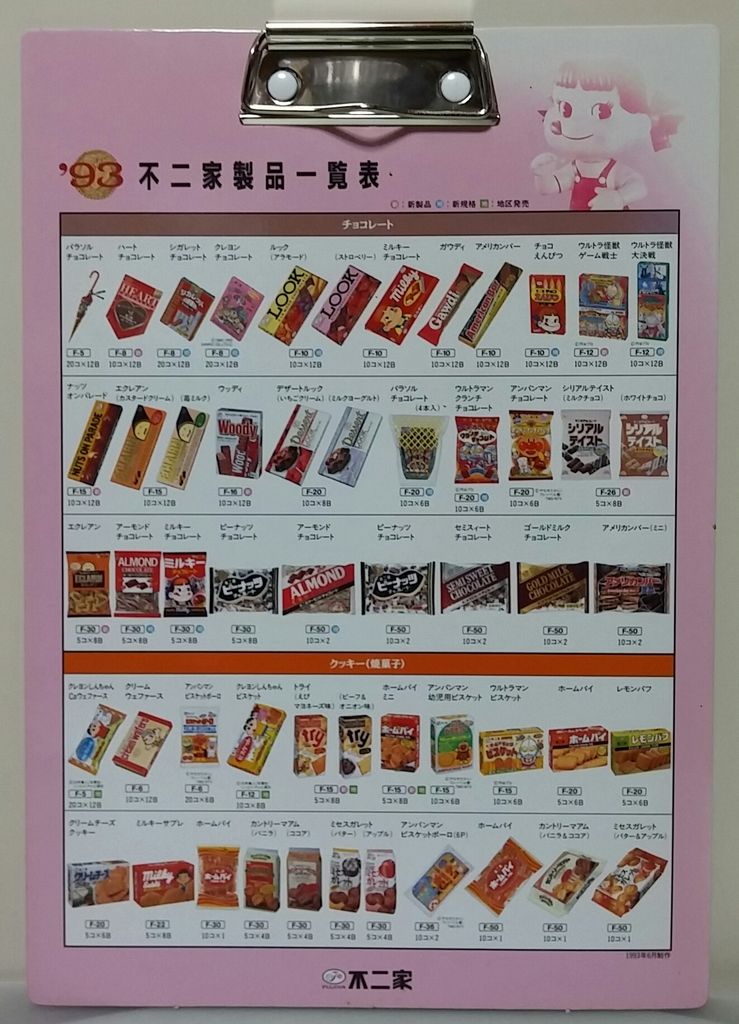 1993年 不二家製品一覧表 バインダー ペコちゃん : トレジャー