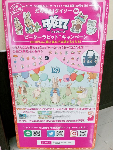 ダイソー ピーターラビット フィクシーズ エコワッペン シール ダイソー ピーターラビット フィクシーズ エコワッペン シール