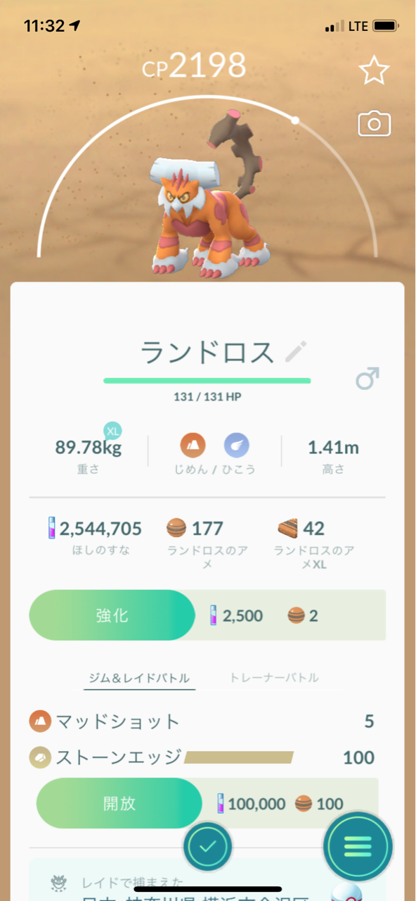 ランドロス霊獣フォルム12匹目ゲット ポケモンgoプレイ日記ブログ