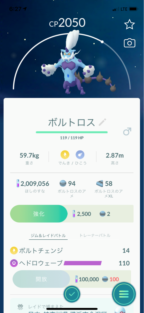ボルトロス霊獣フォルムゲット ポケモンgoプレイ日記ブログ ボルトロス霊獣フォルムゲット ポケモンgoプレイ日記ブログ