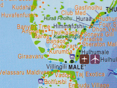 モルディブのマーレ付近の地図