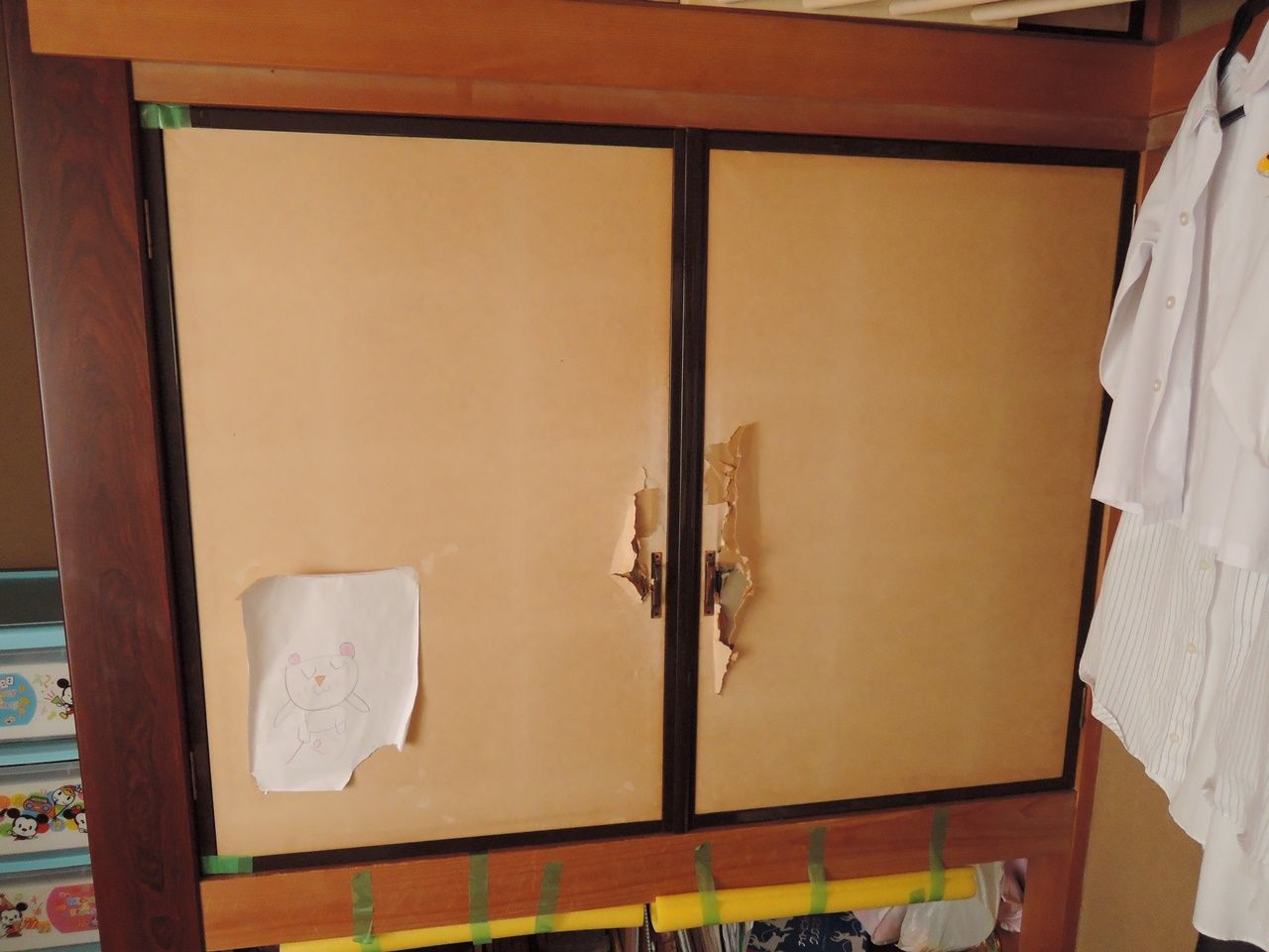 両開き戸襖 とぶすま を修理しました ワンッ ダッド パパ のdiy Usedブログ