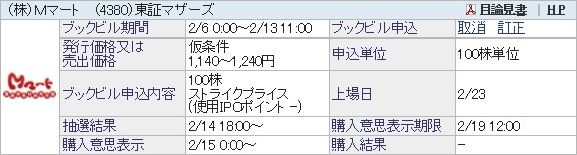 【IPO】Mマート[4380]抽選結果／専業主婦が初めてIPOに挑戦したよ！