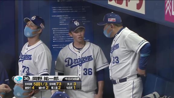 中日ドラフト3位・岡野祐一郎、7月30日以来の1軍マウンドは6回途中3失点　巨人・坂本勇人に2打席連続本塁打を許す「注意すべきバッターに打たれてしまった…」【投球結果】