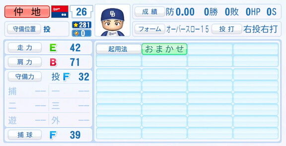 中日・仲地礼亜、9月25日(木)『パワプロ2025』アップデートでの選手能力査定