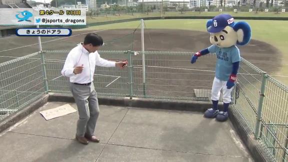 中日・ドアラ、川崎憲次郎さんに『縄跳び』対決で勝利する！！！【動画】