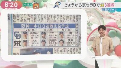 8月7日(金)からのセ・リーグ公式戦「阪神vs.中日」3連戦、両チーム先発予想6人