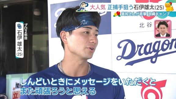 中日・石伊雄太、グッズ売り上げがチーム2位になったことについて…