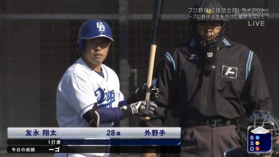 プロ野球12球団合同トライアウト　中日ドラゴンズ参加者結果　亀澤が4出塁1盗塁の活躍！