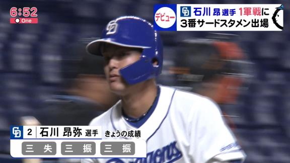 中日ドラフト1位・石川昂弥、1軍デビュー戦は無安打も充実感「良い勉強になりました」【動画】