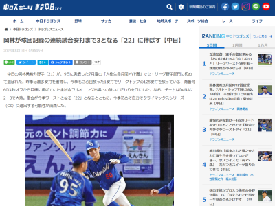 中日・岡林勇希「何もないです」