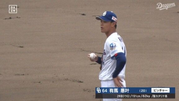 中日・有馬惠叶、今日の登板結果