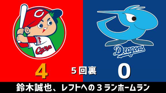 10月18日(日)　セ・リーグ公式戦「広島vs.中日」　スコア速報