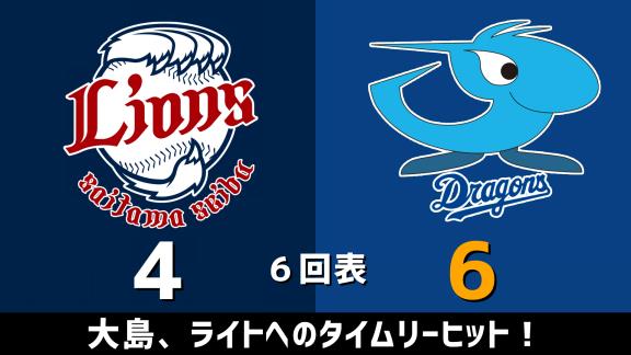 6月6日(土)　練習試合「西武vs.中日」　スコア速報