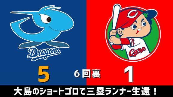 6月27日(土)　セ・リーグ公式戦「中日vs.広島」　スコア速報