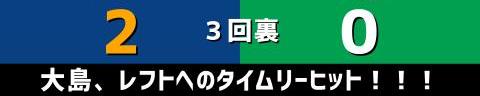 9月21日(水)　セ・リーグ公式戦「中日vs.ヤクルト」【試合結果、打席結果】　中日、2-6で敗戦…　序盤に2点先制する直後に逆転を許し、連勝は3でストップ…